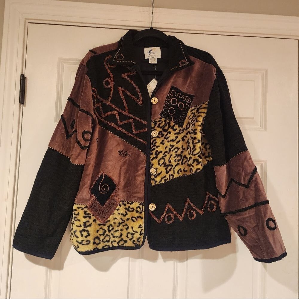 NWT Earth Sea & Sky vintage soft brown and black jacket 100% cotton